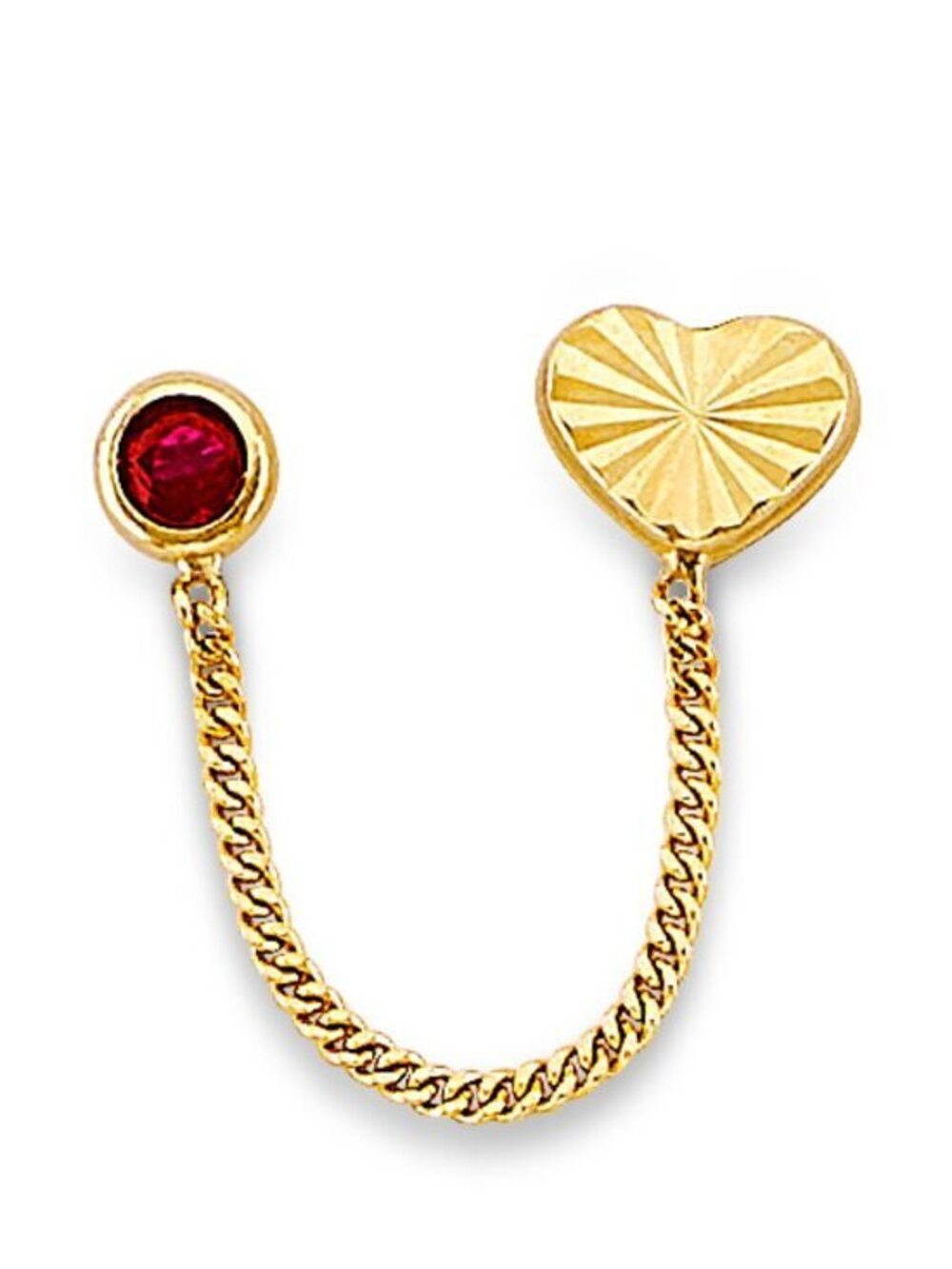 New 14K Yellow Gold Heart CZ Crawler Stud Earrings with Screw Back
